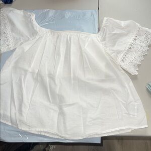 Express White Blouse with Lace Sleeves size S